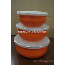 colorful enamel stock bowl with plastic for kitchen